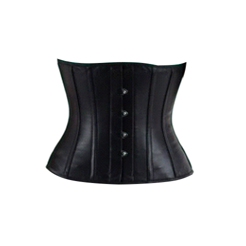 Black Lambskin Leather Underbust Corset 