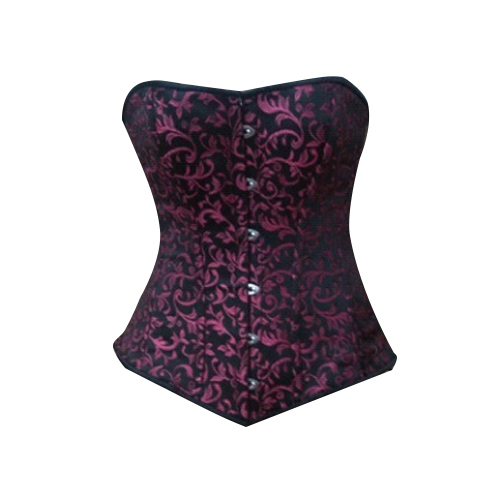 Red Black Brocade Halfbust Corset