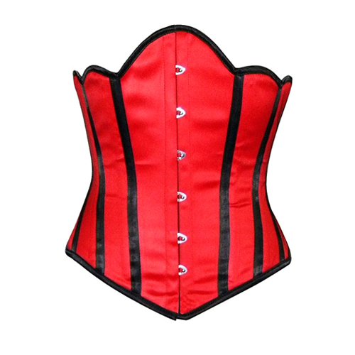 Red Satin with Black Stripes Corset