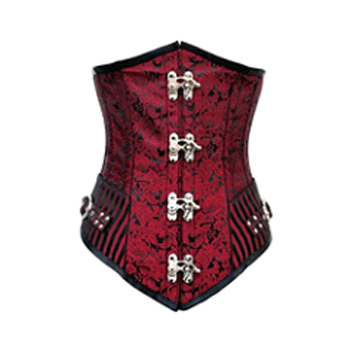 Red Black Brocade Steampunk UB Corset