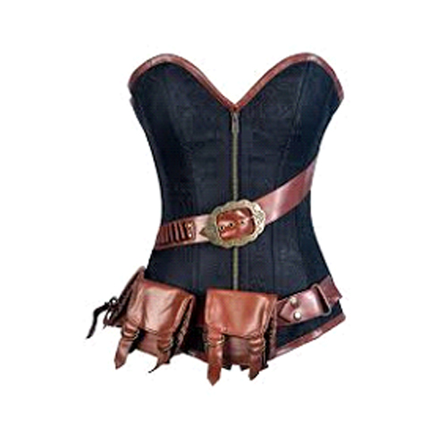 Black Ring Buckles Steampunk Corset