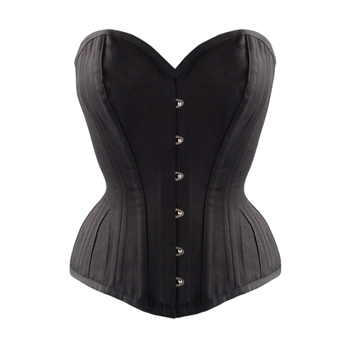 Black Cotton Twill Classic Waist Trainer with Hip Corset