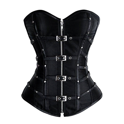 Black Satin OB Steampunk Corset Zipper