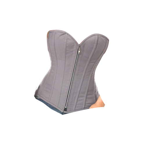 Grey Cotton OB Zipper Corset