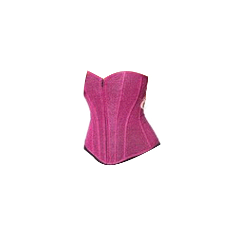 Fuchsia Glitter Front Zipper Corset