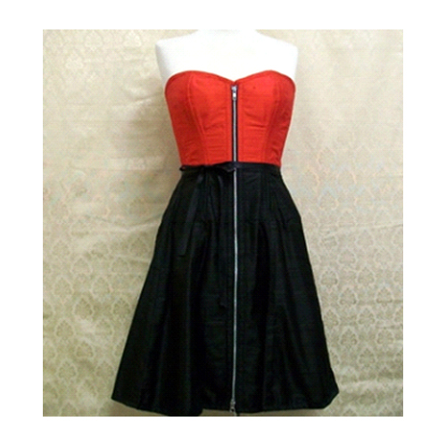 Red-and-Black-Silk-Corset-Dress