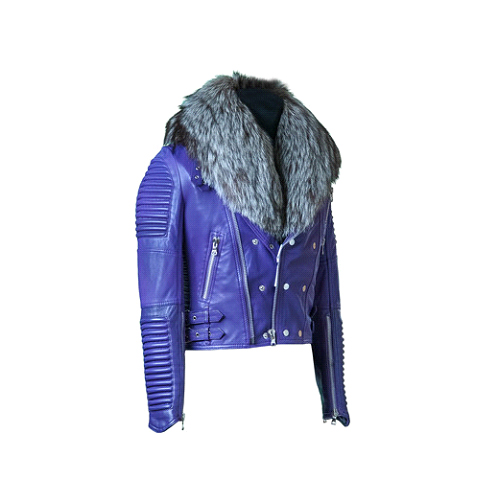 MEN MOTO JACKET WITH FUR