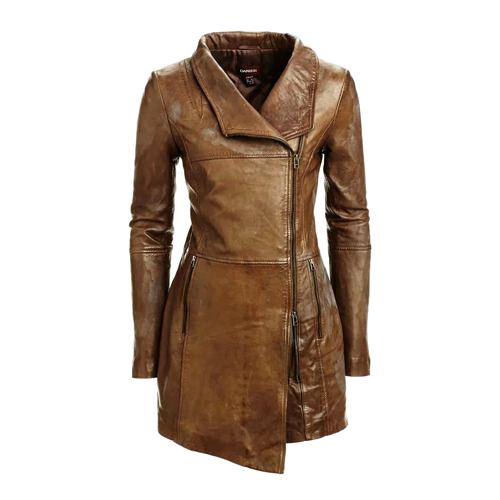 BROWN LEATHER DANIER LONG JACKET