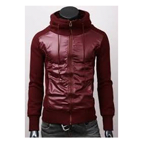 BURGUNDY SEQUIN BLOCKING KOREAN STYLE HOODIE